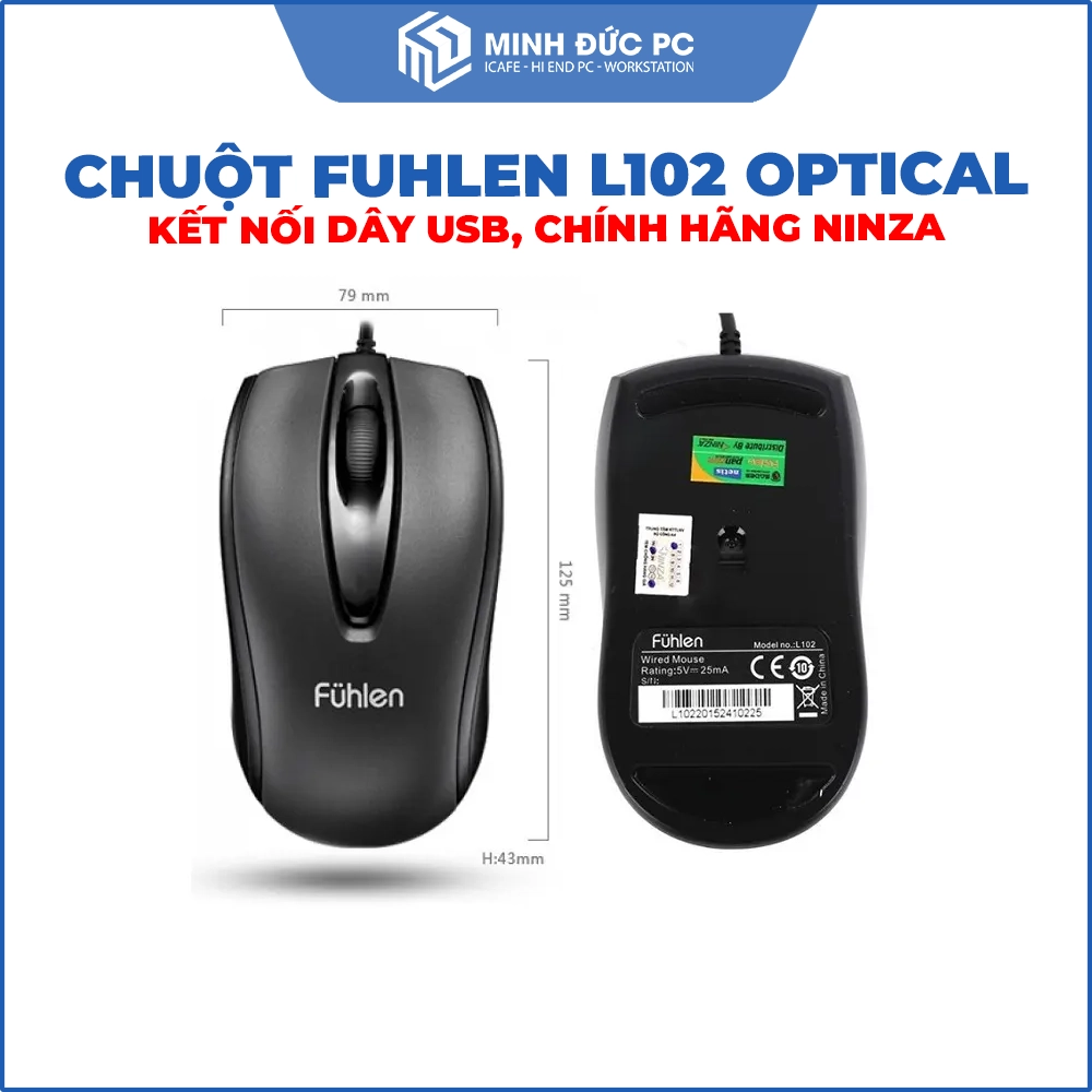 Chuột Fuhlen L102 Optical USB chính hãng (Màu đen) 3