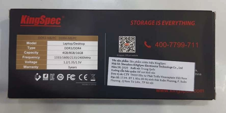 RAM DDR4 KINGSPEC 8GB BUS 2666MHZ 2