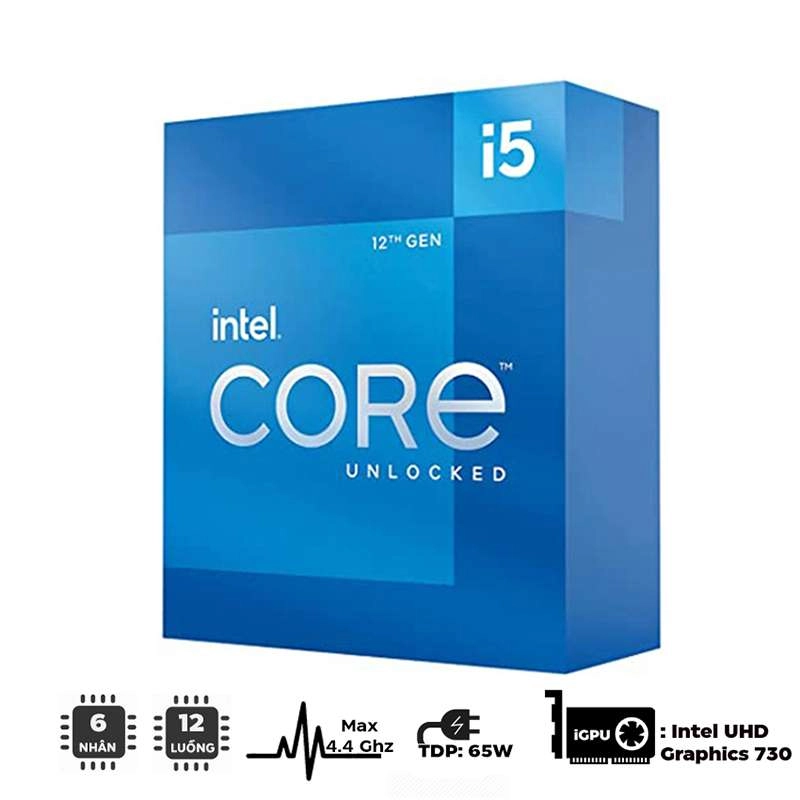 CPU Intel Core i5-12400 (2.5GHz Turbo 4.4GHz | 6 Nhân 12 Luồng | 18MB Cache) - Full V 2