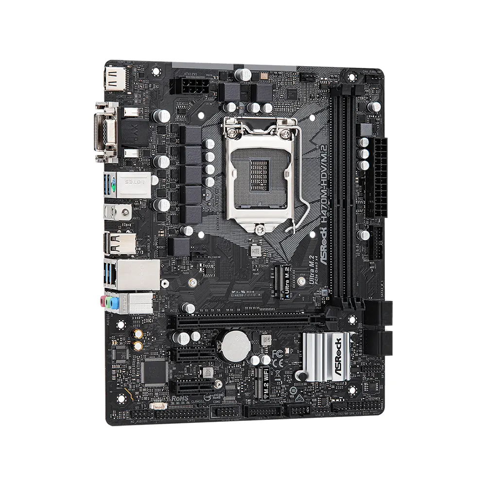 Mainboard ASRock H470M-HDV/M.2 (LGA1200, Micro-ATX, DDR4, PCIe 3.0, M.2 NVMe, Intel 1GbE LAN) 3