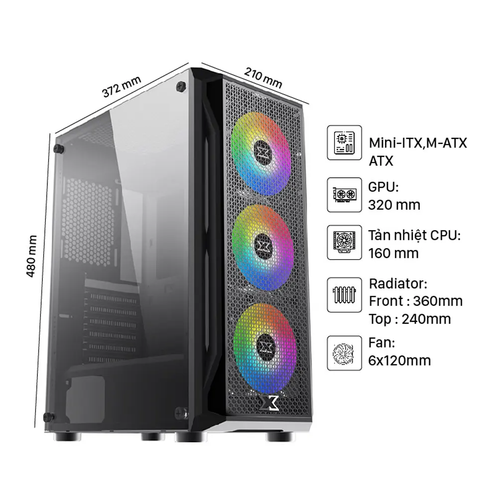 Vỏ Case Xigmatek GAMING X 3FX 3Fan LED RGB 2