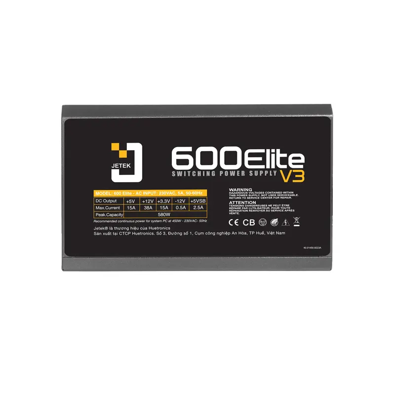 Nguồn máy tính Jetek 600 Elite V3 600W công suất thực 2