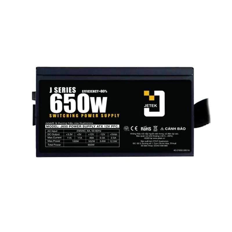 Nguồn máy tính Jetek J Series J650 650W 80 Plus tích hợp PPFC 2
