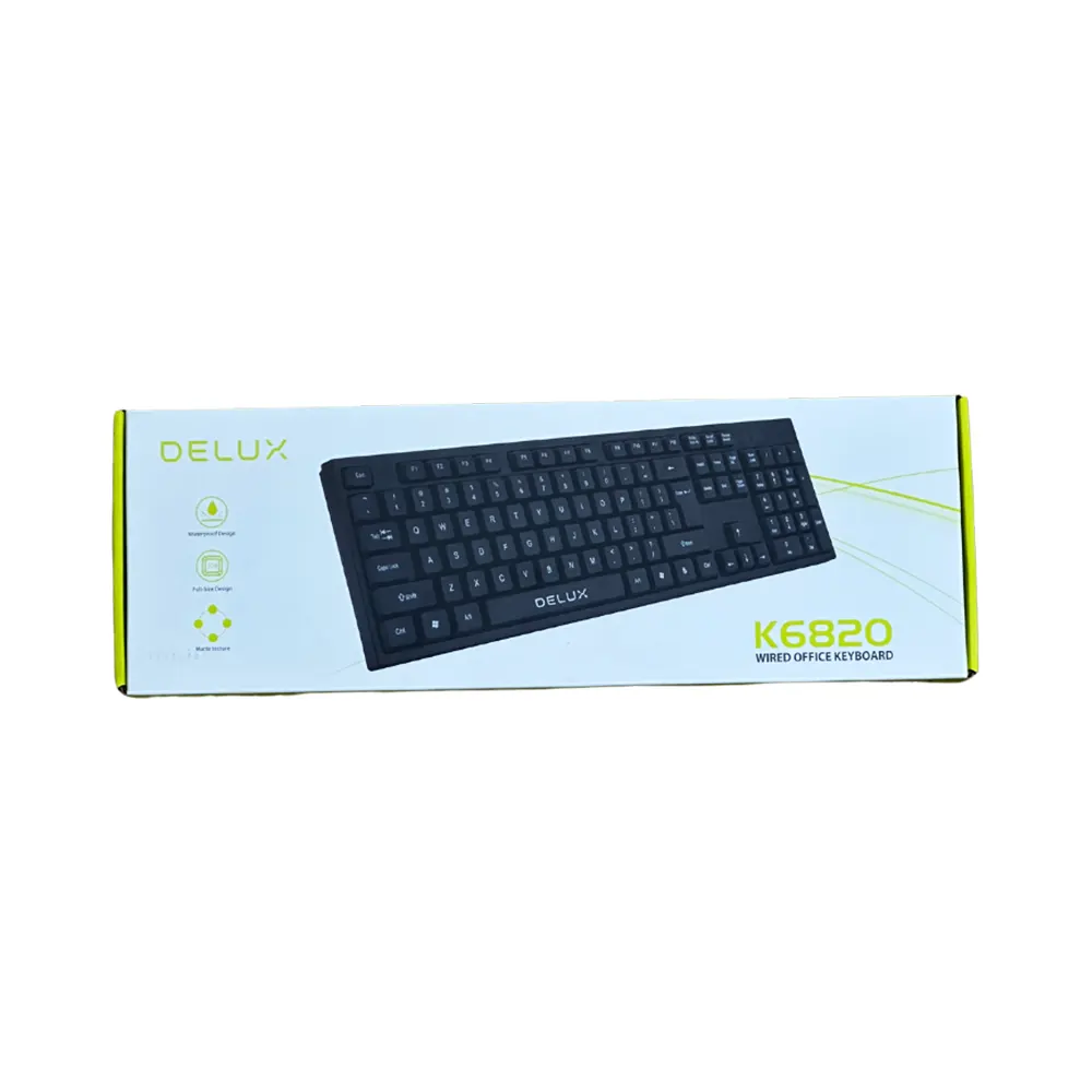 Bàn phím máy tính Delux K6820 có dây - 104 key - Đen 3