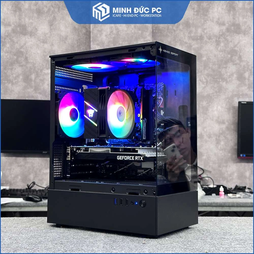 Vỏ Case KENOO ESPORT MK100 (M-ATX/Mid Tower/Black) - 3Fan 4