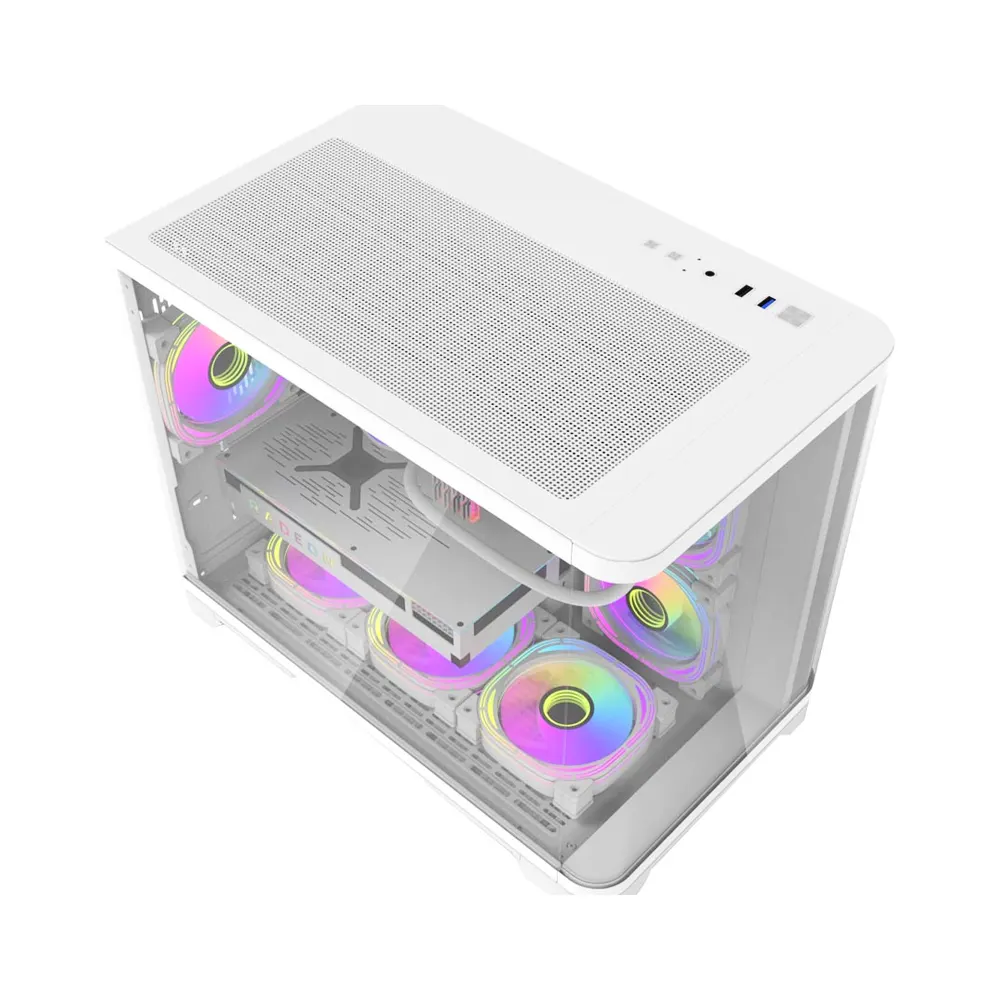Vỏ Case AIGO AQUARIUM ARC1 WHITE (mATX, Mid Tower, Kính Cong) 3