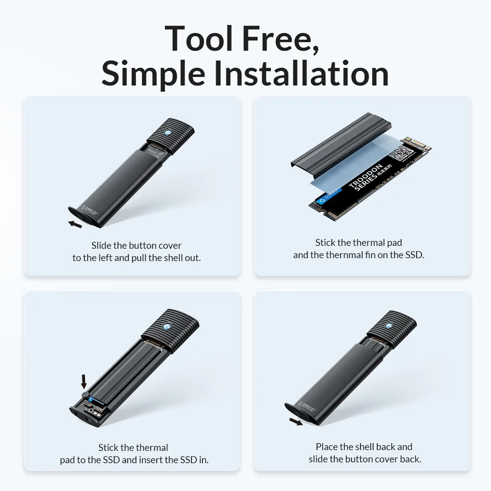 Box ORICO PWM2-G2 - Box SSD M2 NVME To USB Type-C (10Gbps) 4
