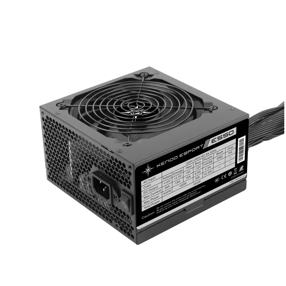 Nguồn Máy Tính KENOO ESPORT E550 - ATX, 550W, Cáp Dẹt, Quạt 12cm, Màu Đen 3