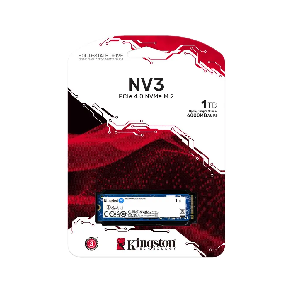 Ổ cứng SSD Kingston NV3 1TB PCIe 4.0 x4 M.2 NVMe (Đọc 6000 MB/s, ghi 4000 MB/s) 3