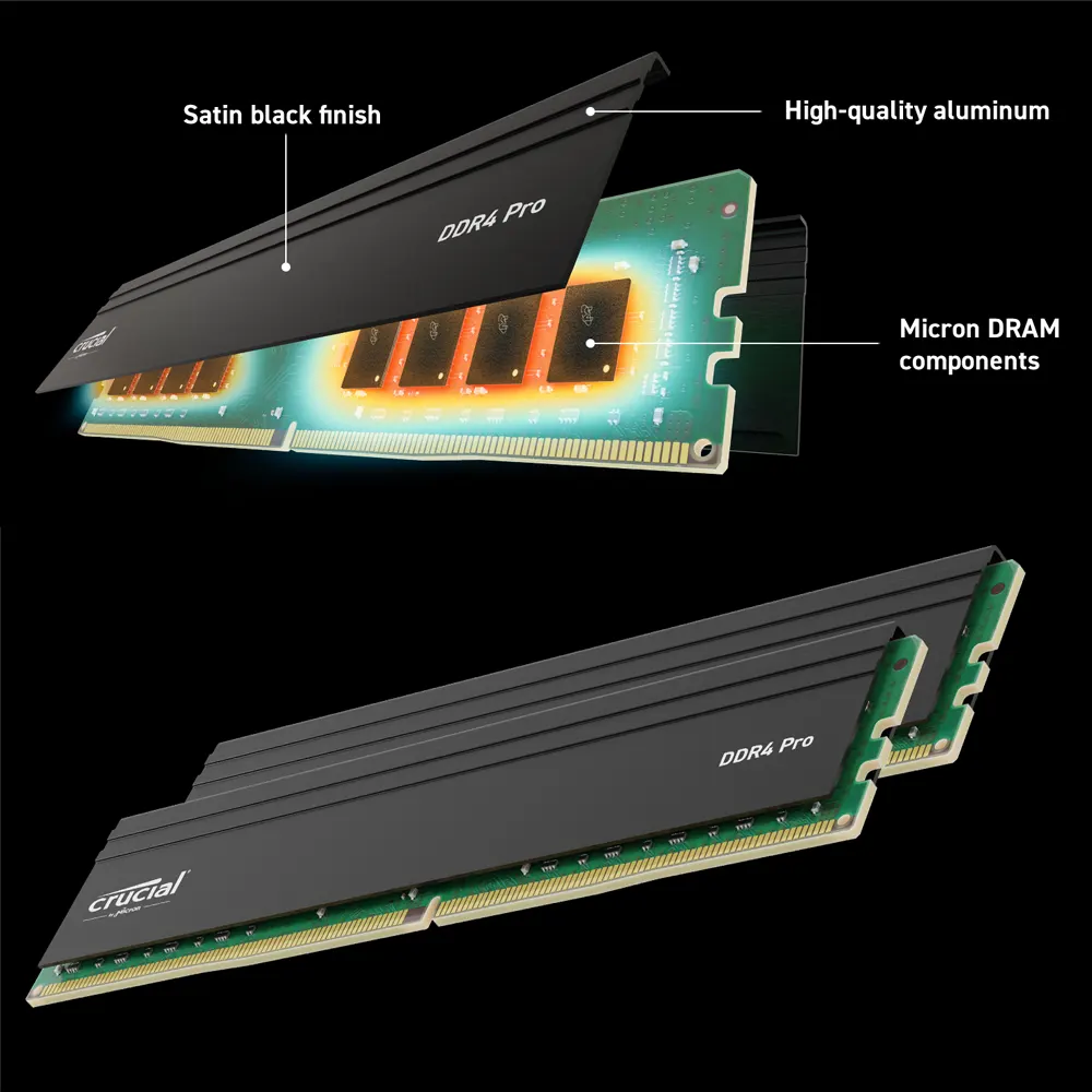 RAM DDR4 Crucial Pro 16GB 3200MHz UDIMM - Tản Nhiệt Nhôm Cao Cấp, Chuẩn JEDEC, Hiệu Năng Ổn Định 5
