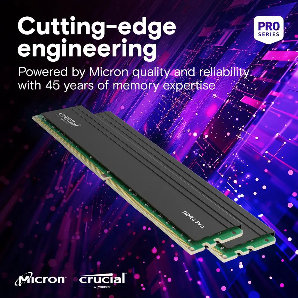 RAM DDR4 Crucial Pro 16GB 3200MHz UDIMM - Tản Nhiệt Nhôm Cao Cấp, Chuẩn JEDEC, Hiệu Năng Ổn Định 4