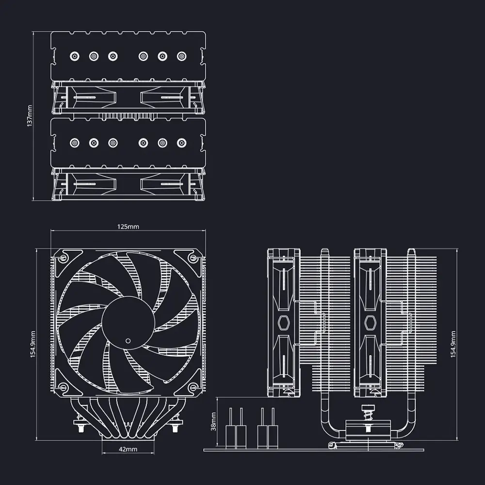 Tản nhiệt CPU Cooler Master Hyper 620S ARGB - Dual Fan - Hỗ trợ Intel & AMD - 6 Heatpipes 3