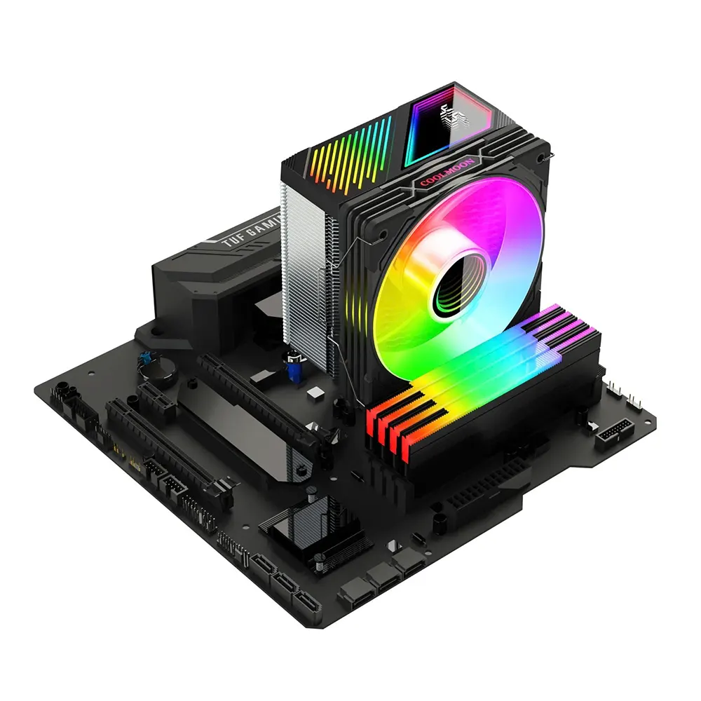 Tản nhiệt khí CPU Coolmoon GT600 Black - 6 Ống Đồng - 120mm ARGB - Hiển Thị Nhiệt Độ 5