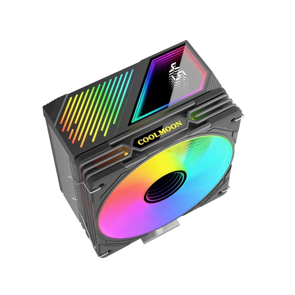 Tản nhiệt khí CPU Coolmoon GT600 Black - 6 Ống Đồng - 120mm ARGB - Hiển Thị Nhiệt Độ 10