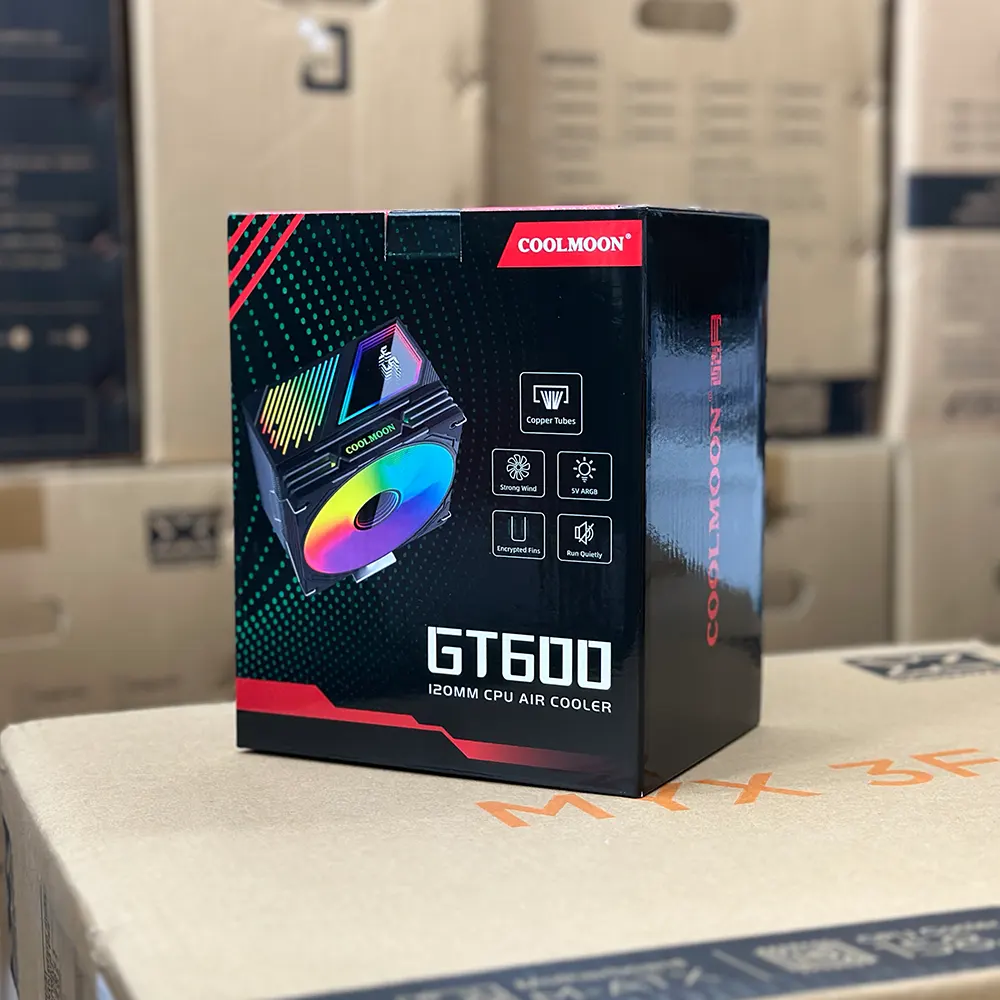 Tản nhiệt khí CPU Coolmoon GT600 Black - 6 Ống Đồng - 120mm ARGB - Hiển Thị Nhiệt Độ 9