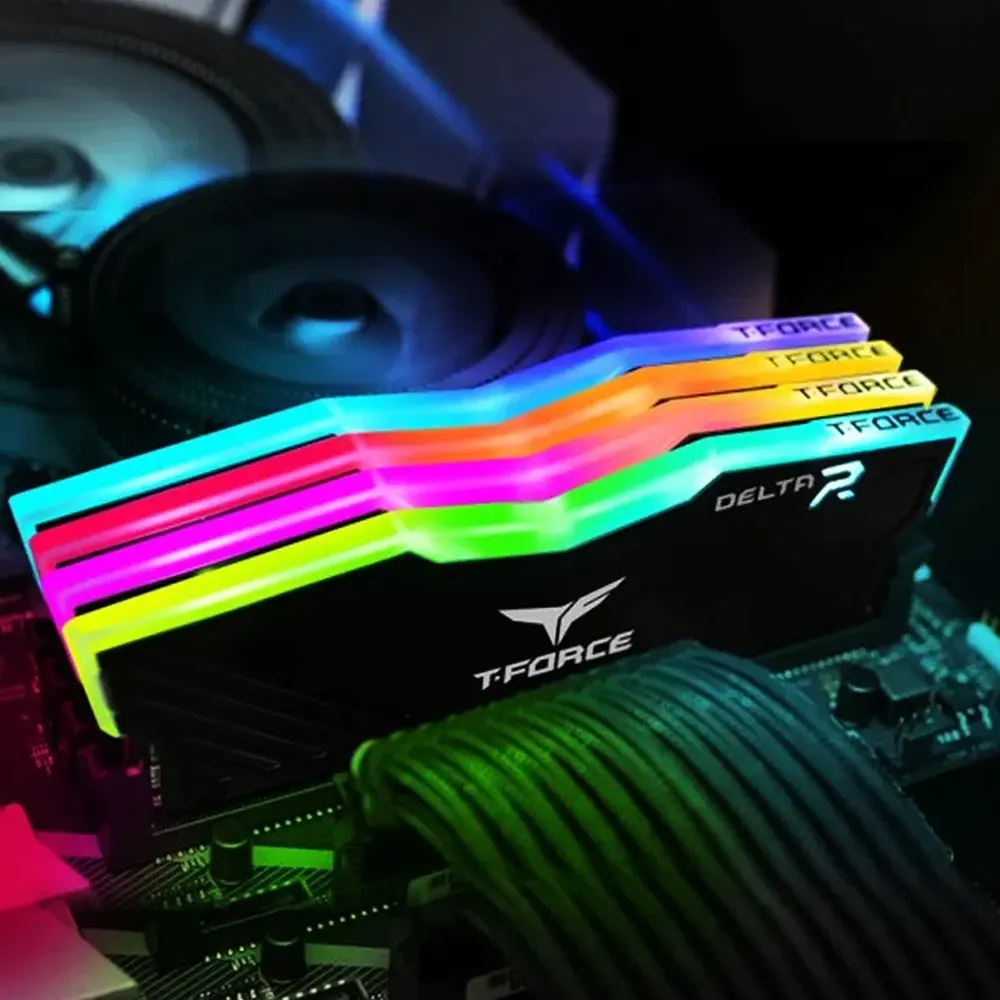 RAM T-Force Delta RGB 8GB DDR4 3600MHz (TF3D48G3600HC18JBK) - LED RGB, Hỗ trợ XMP, Màu Đen, Tương thích Intel/AMD 5