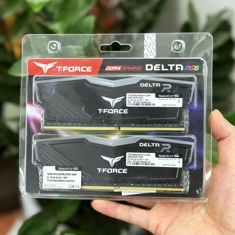 RAM T-Force Delta RGB 8GB DDR4 3600MHz (TF3D48G3600HC18JBK) - LED RGB, Hỗ trợ XMP, Màu Đen, Tương thích Intel/AMD 6