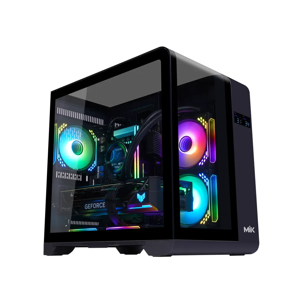 Vỏ Case MIK BARBATOS M Black (mATX/Mid Tower/Kính 3 mặt/Có LCD) 3