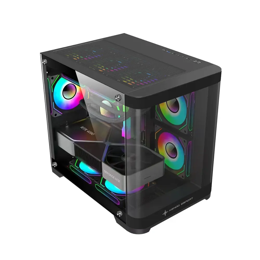 Vỏ Case KENOO ESPORT MK400 (mATX, Mid Tower, Kính Cong, Màu Đen) 2