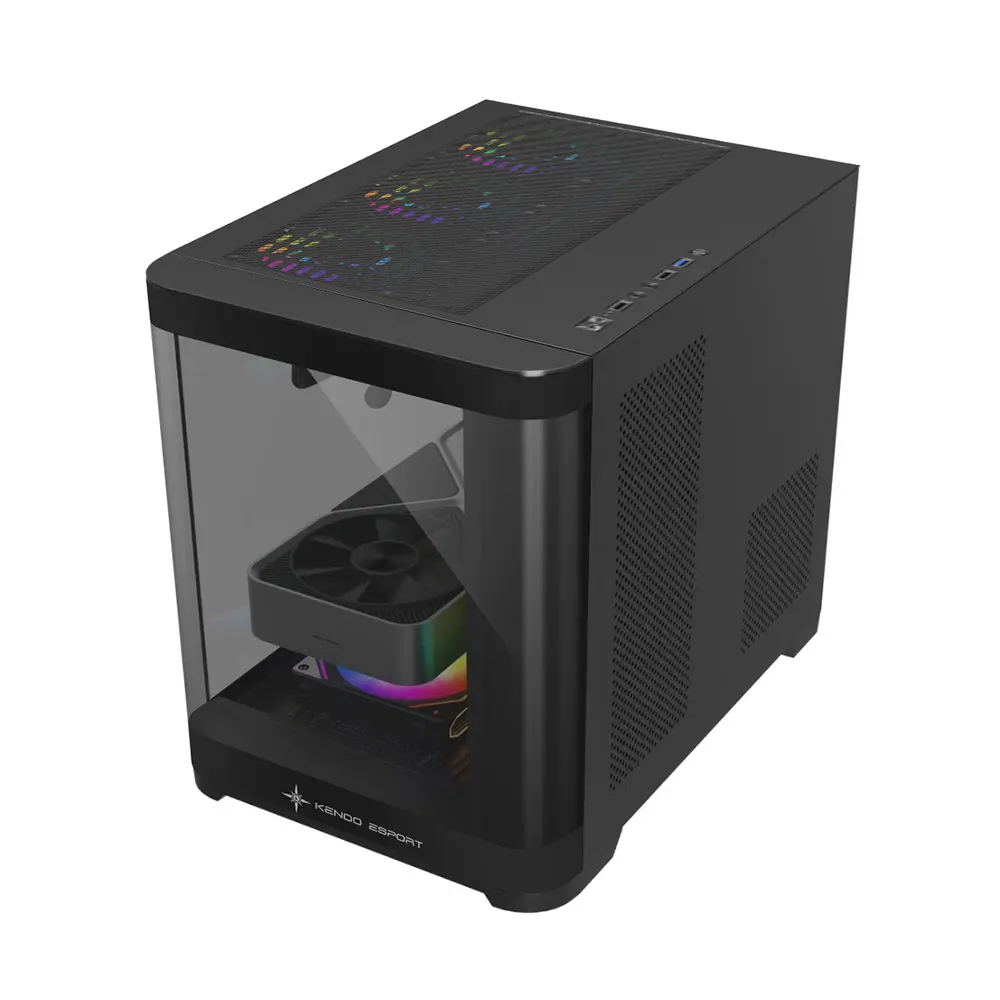 Vỏ Case KENOO ESPORT MK400 (mATX, Mid Tower, Kính Cong, Màu Đen) 4