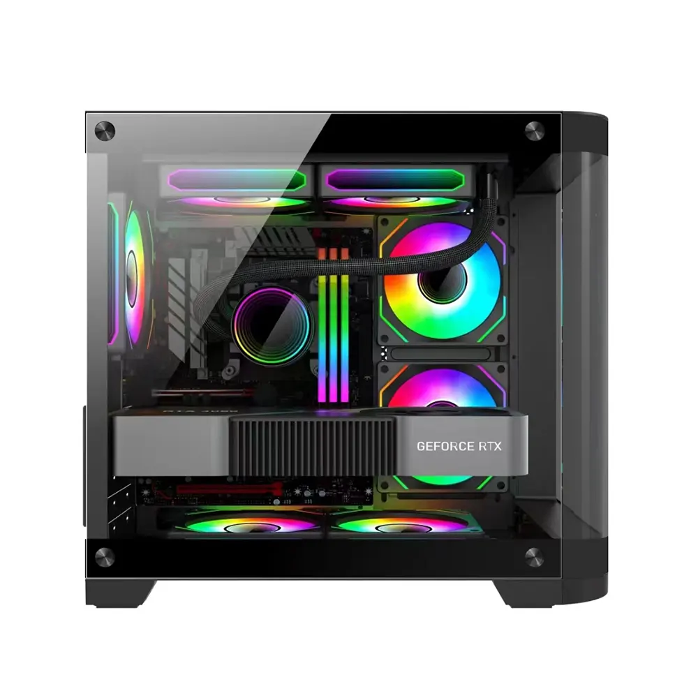 Vỏ Case KENOO ESPORT MK400 (mATX, Mid Tower, Kính Cong, Màu Đen) 3