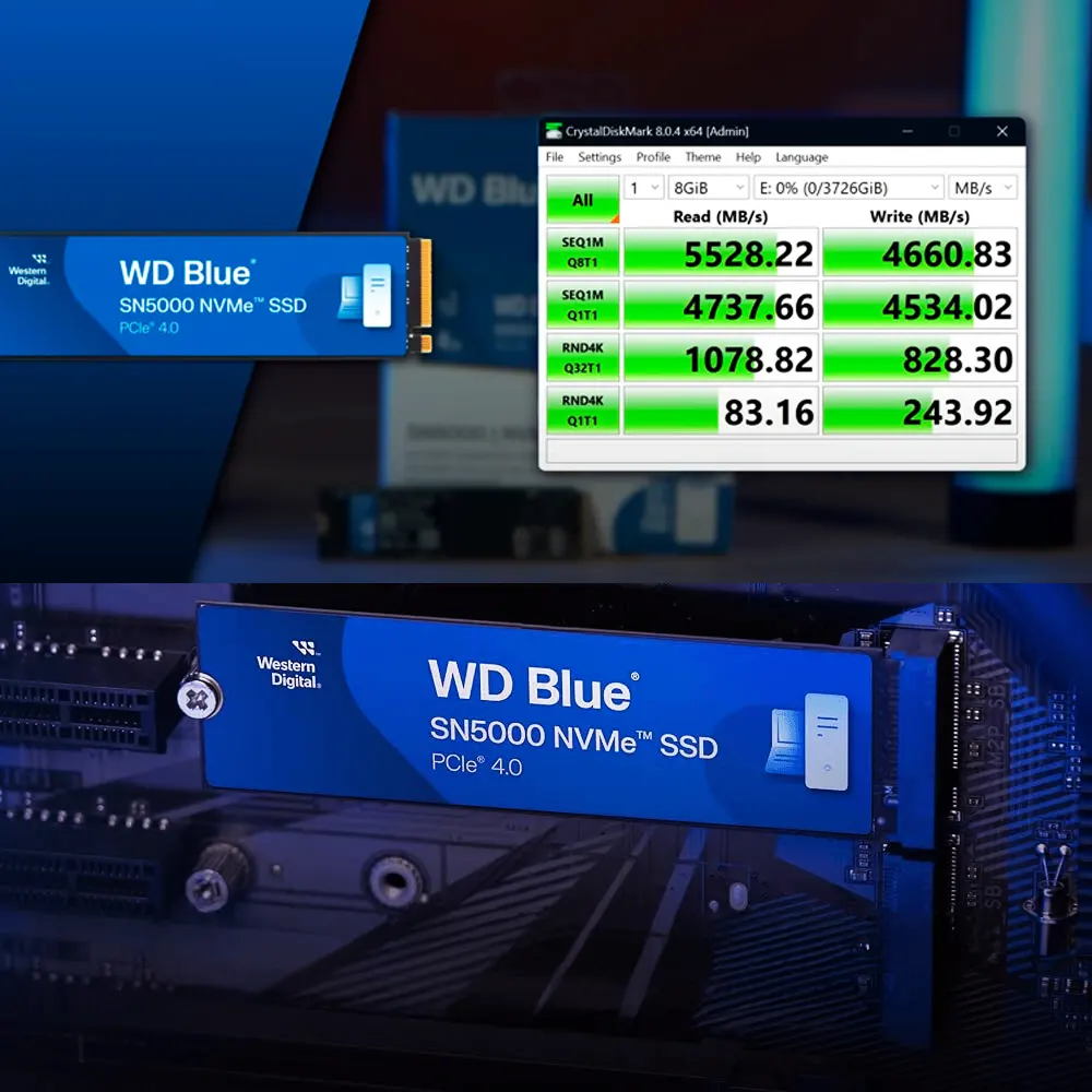 Ổ cứng SSD Western Digital WD Blue SN5000 NVMe 1TB PCIe Gen4 x4 M.2 2280 (WDS100T4B0E) 4