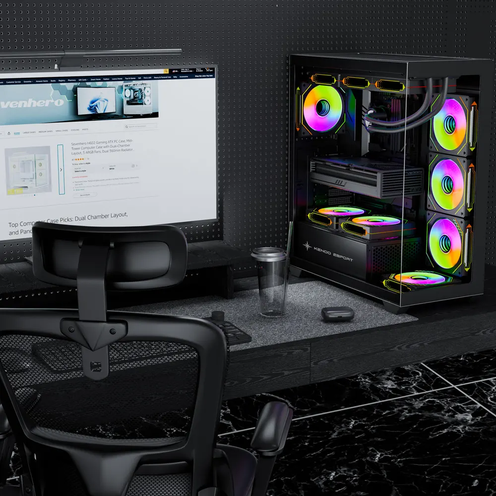 Vỏ Case KENOO ESPORT FK820 Màu Đen (Mid Tower, Kính Cường Lực, Hỗ trợ ATX, Tối ưu luồng khí) 6