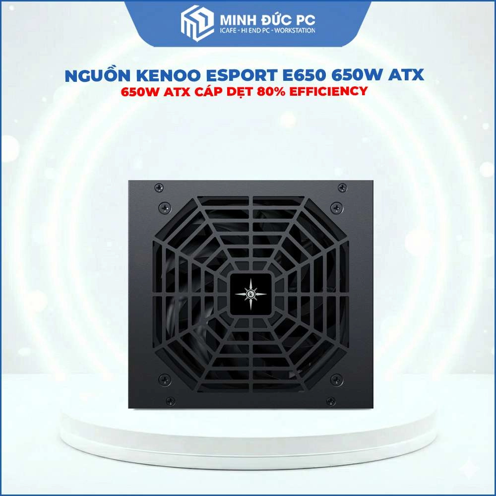 Nguồn máy tính KENOO ESPORT E650 650W ATX 80% Cáp Dẹt Đen 3