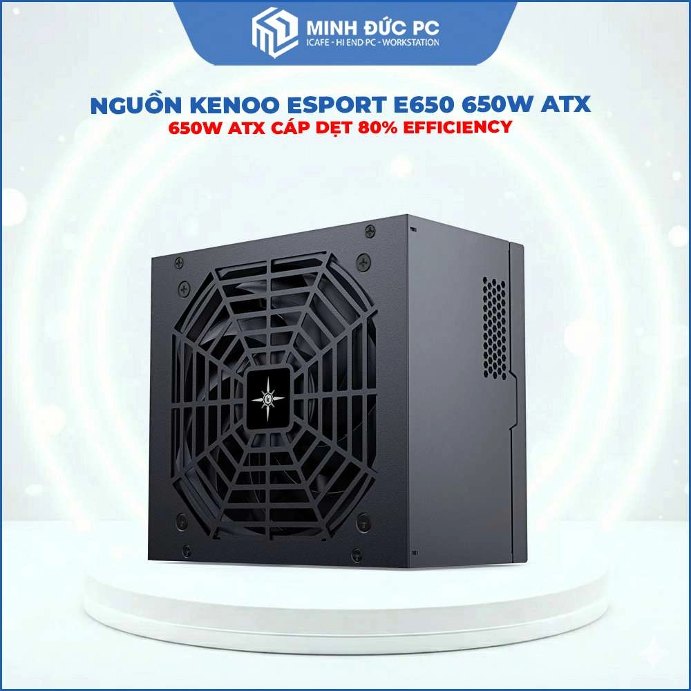 Nguồn máy tính KENOO ESPORT E650 650W ATX 80% Cáp Dẹt Đen 4