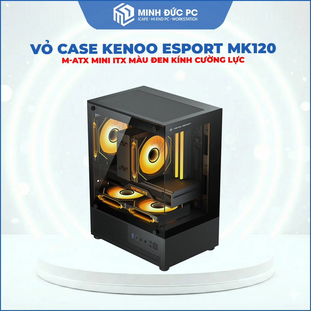 Vỏ máy tính KENOO ESPORT MK120 M-ATX Mini ITX Màu Đen Kính Cường Lực 2