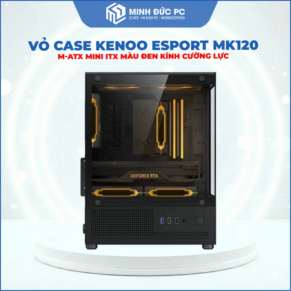 Vỏ máy tính KENOO ESPORT MK120 M-ATX Mini ITX Màu Đen Kính Cường Lực 4