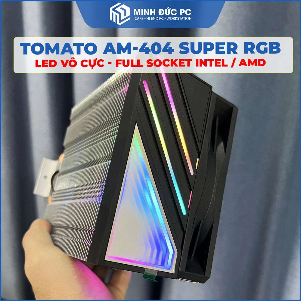 Tản Khí TOMATO AM-404 Super RGB (Vô Cực) - 4 Ống Đồng, Fan 120mm, Full Socket Intel & AMD - Màu Đen 3