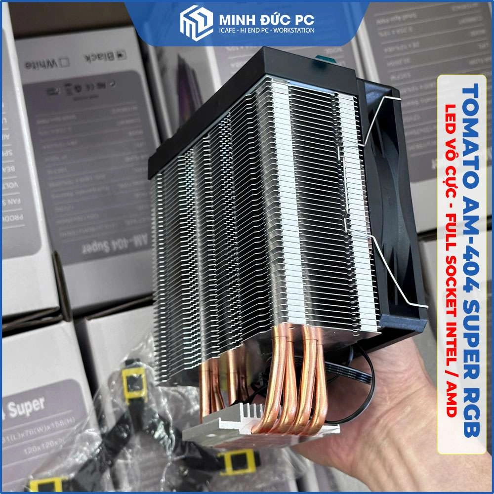 Tản Khí TOMATO AM-404 Super RGB (Vô Cực) - 4 Ống Đồng, Fan 120mm, Full Socket Intel & AMD - Màu Đen 5