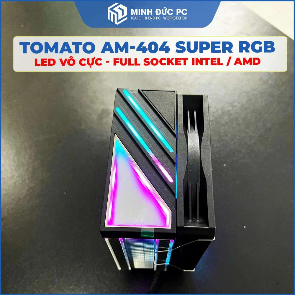 Tản Khí TOMATO AM-404 Super RGB (Vô Cực) - 4 Ống Đồng, Fan 120mm, Full Socket Intel & AMD - Màu Đen 2