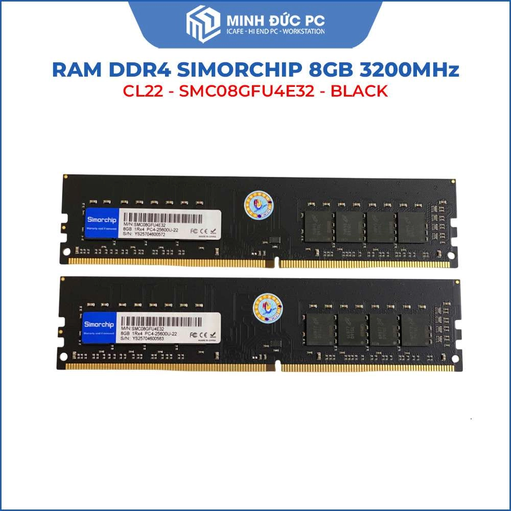 RAM DDR4 SIMORCHIP 8GB (1X8GB) BUS 3200MHZ BLACK (SMC08GFU4E32) 2