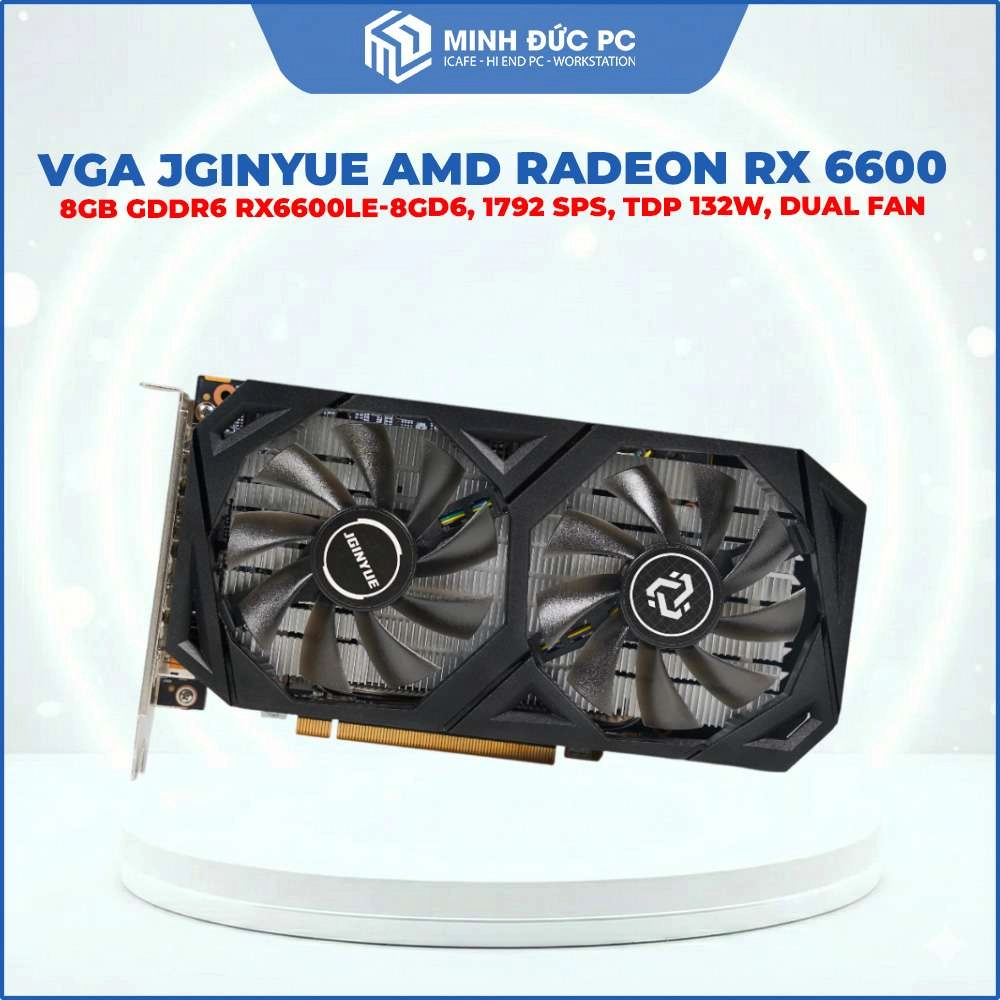 VGA JGINYUE AMD RADEON RX 6600 8GB GDDR6 (RX6600LE-8GD6, 1792 SPs, TDP 132W, Dual Fan) 2