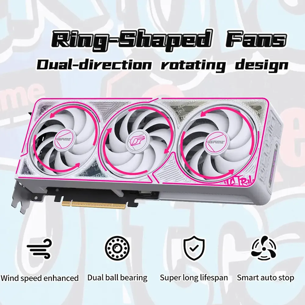 VGA Colorful iGame GeForce RTX 5060 Ultra W OC 8GB GDDR7 (128-bit, PCIe 5.0, DLSS 4, One-Key OC, Triple Fan) 6