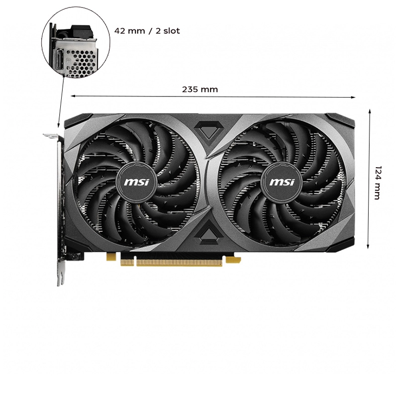 Card màn hình MSI RTX 3050 Ventus 2X 8G OC 2