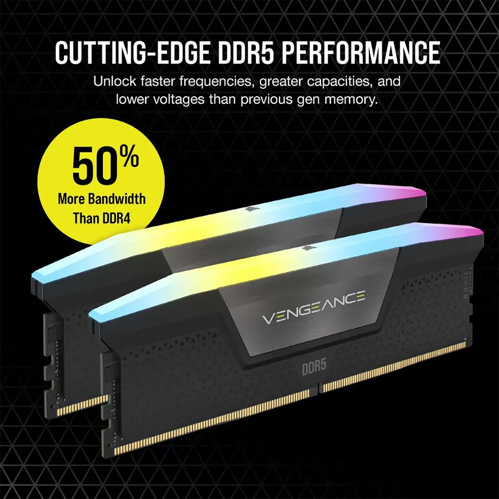 RAM Corsair Vengeance RGB 32GB (2x16GB) DDR5 5600MT/s RGB (CL40, XMP 3.0, 1.25V) 9