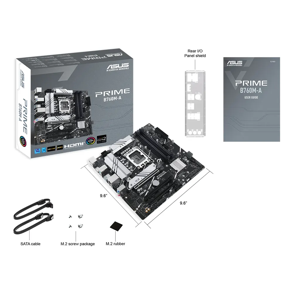 Mainboard ASUS PRIME B760M-A CSM DDR5 - Intel B760 - LGA 1700 - Micro-ATX - PCIe 5.0 - USB 3.2 - 2.5G LAN 6