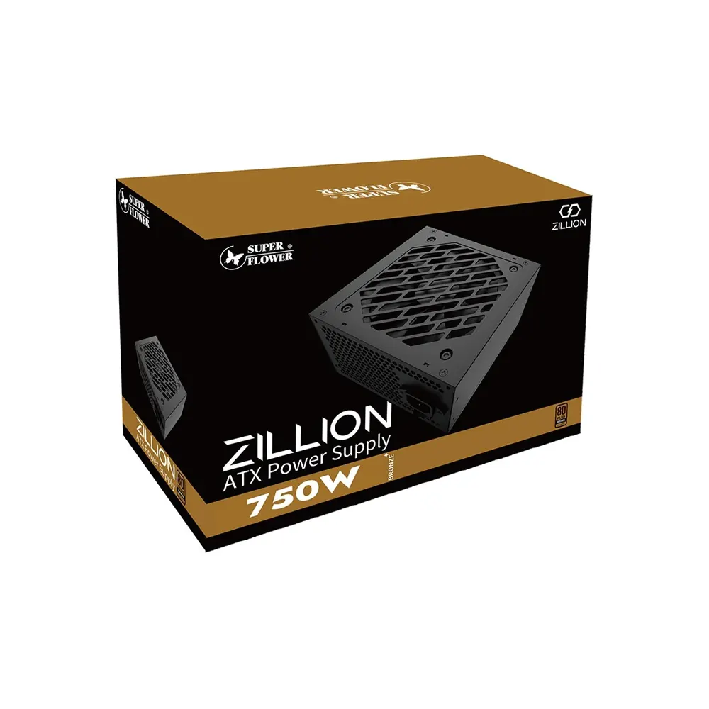Nguồn Máy Tính Super Flower Zillion DB Bronze 750W - 80 Plus Bronze - ATX 3.1 - Single Rail 12V - Quạt 120mm - Full Protections 5