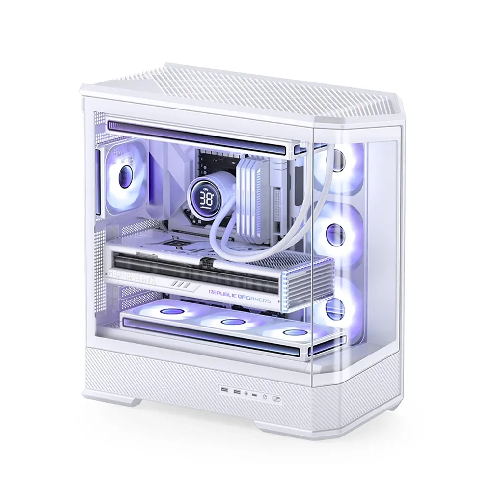 Vỏ Case Jonsbo D400 Màu Trắng (Mid Tower, Kính Cường Lực Cong, ATX, Dựng VGA) 3