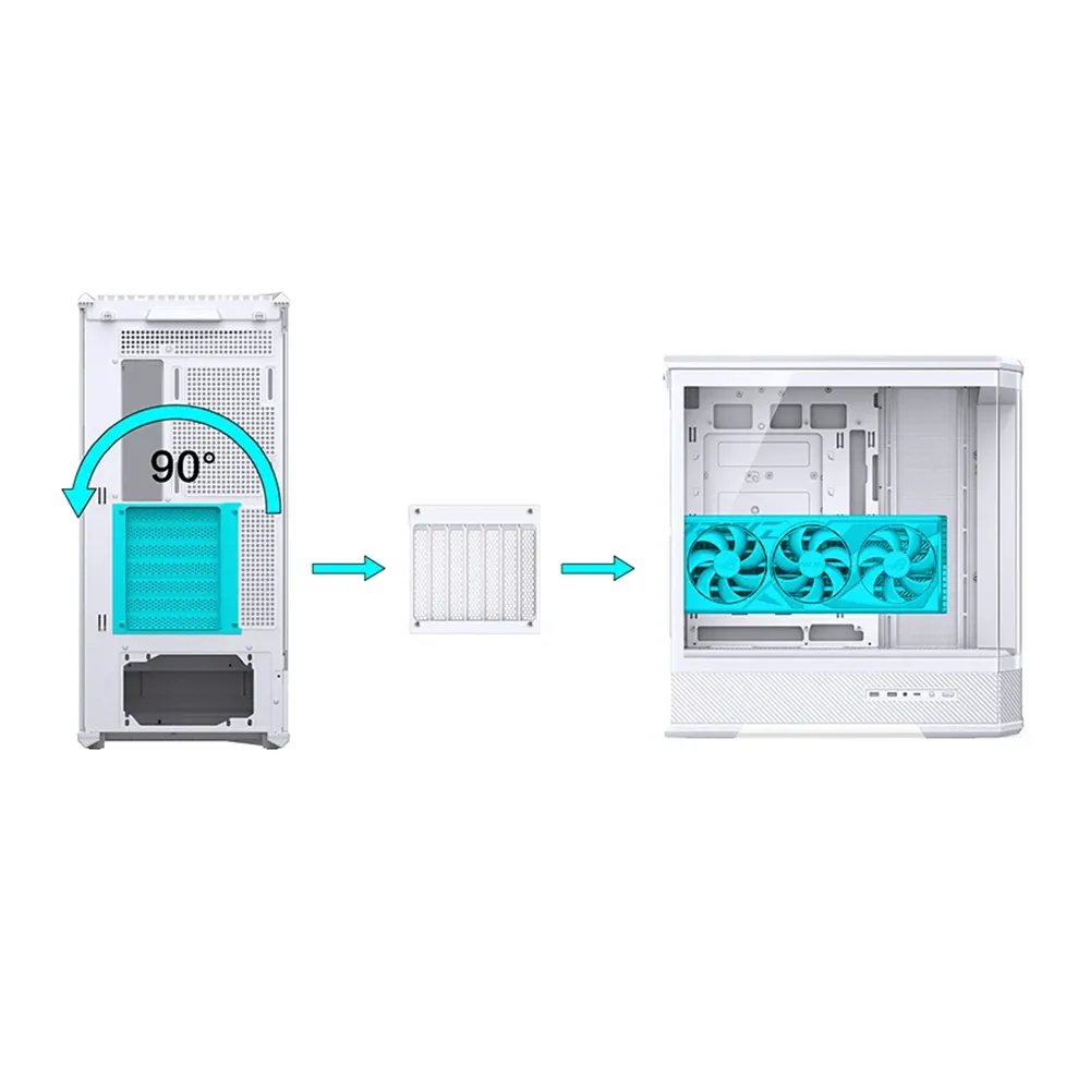Vỏ Case Jonsbo D400 Màu Trắng (Mid Tower, Kính Cường Lực Cong, ATX, Dựng VGA) 17