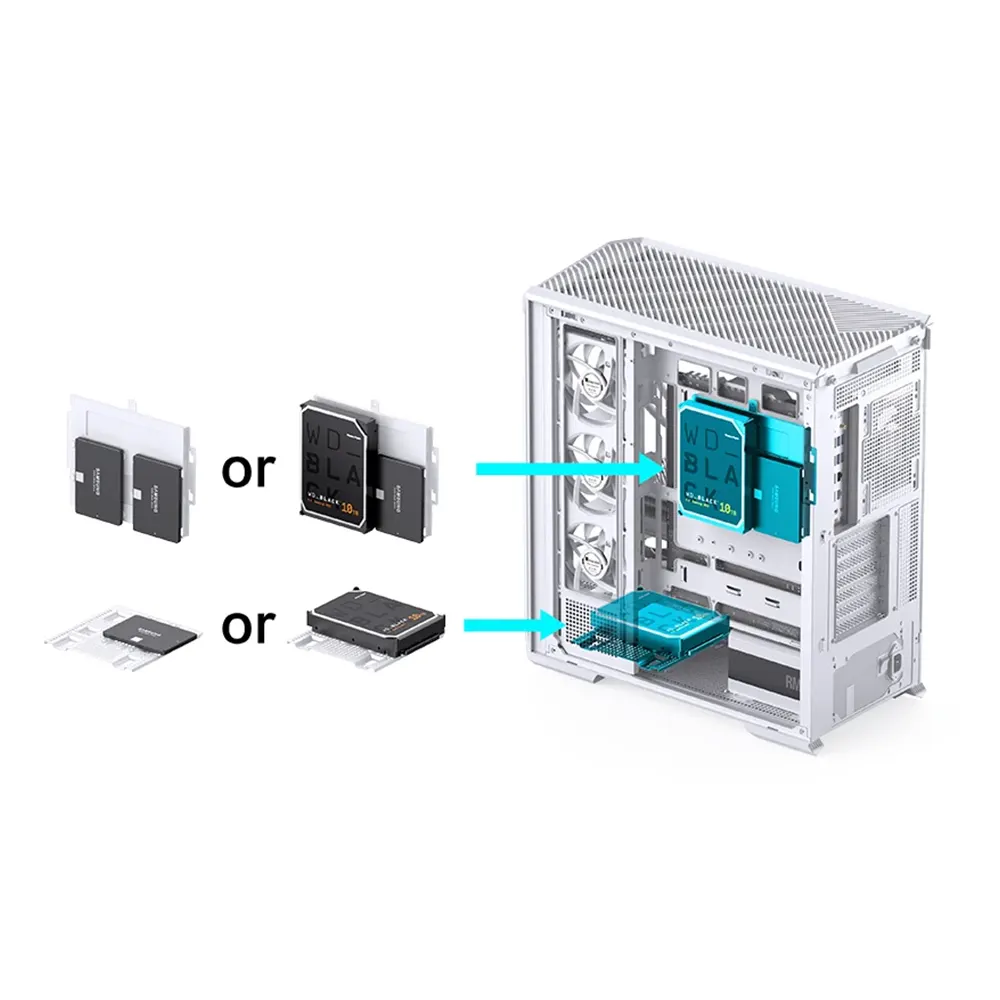 Vỏ Case Jonsbo D400 Màu Trắng (Mid Tower, Kính Cường Lực Cong, ATX, Dựng VGA) 16