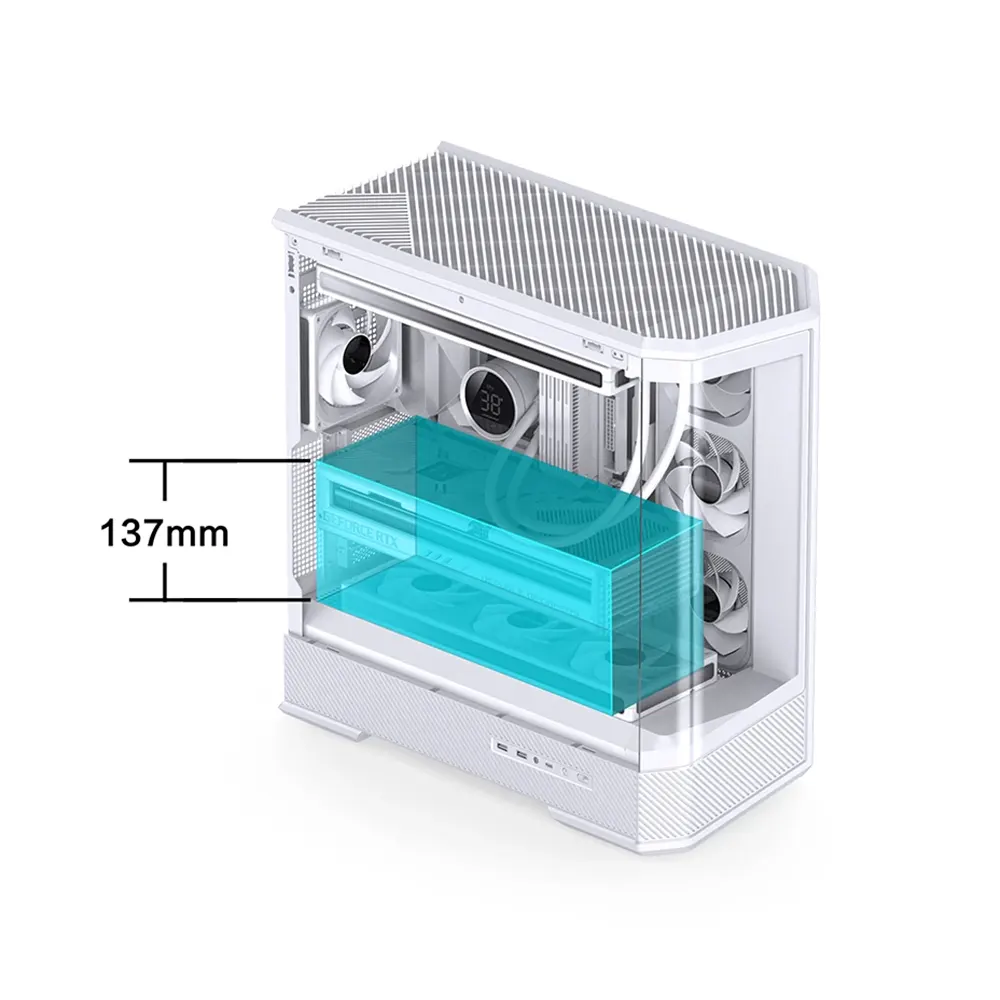 Vỏ Case Jonsbo D400 Màu Trắng (Mid Tower, Kính Cường Lực Cong, ATX, Dựng VGA) 18