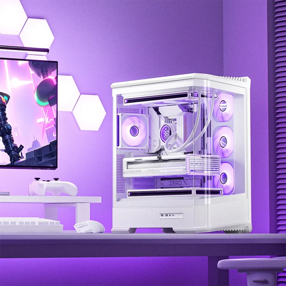Vỏ Case Jonsbo D400 Màu Trắng (Mid Tower, Kính Cường Lực Cong, ATX, Dựng VGA) 19