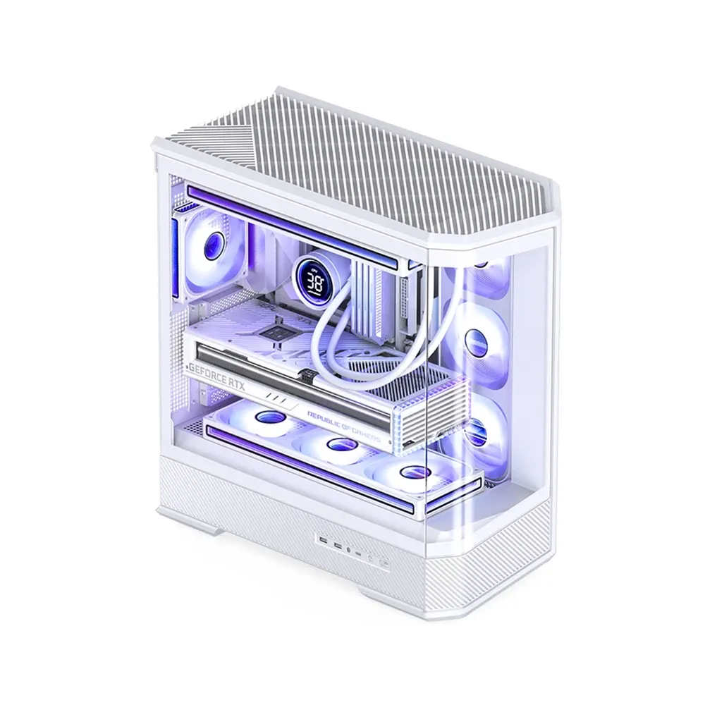 Vỏ Case Jonsbo D400 Màu Trắng (Mid Tower, Kính Cường Lực Cong, ATX, Dựng VGA) 4