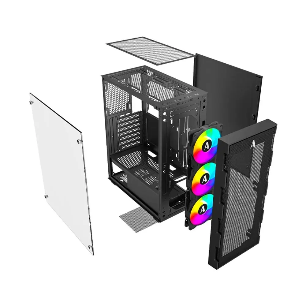 Vỏ Case MKC 3F ATX Mid Tower Màu Đen (3 Fan RGB, Kính Cường Lực) 3