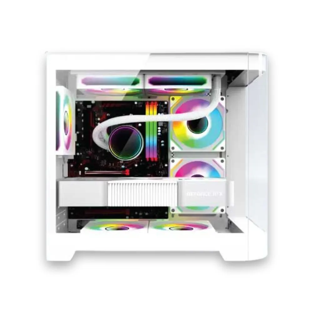 Vỏ Case VSP X7 Aquanaut Pro Gaming - White (mATX, Mid Tower, Kính Cong) 2