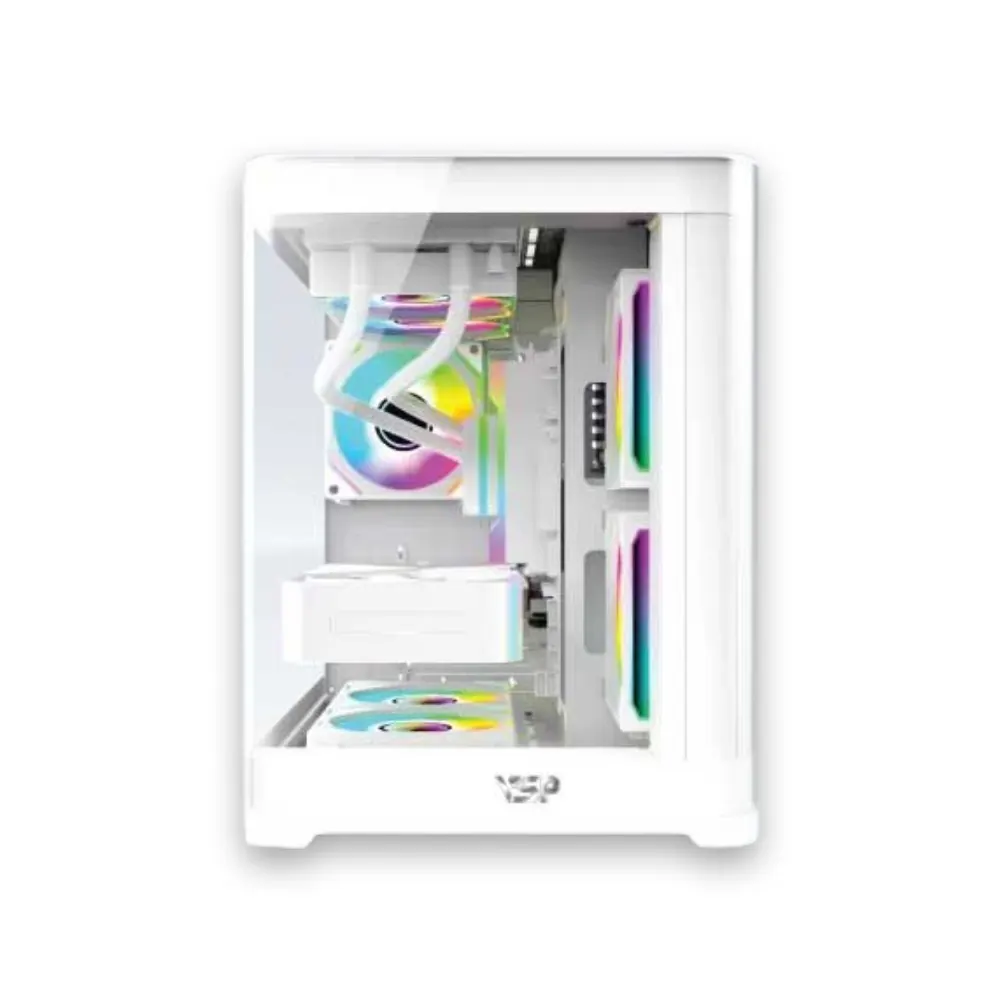 Vỏ Case VSP X7 Aquanaut Pro Gaming - White (mATX, Mid Tower, Kính Cong) 3